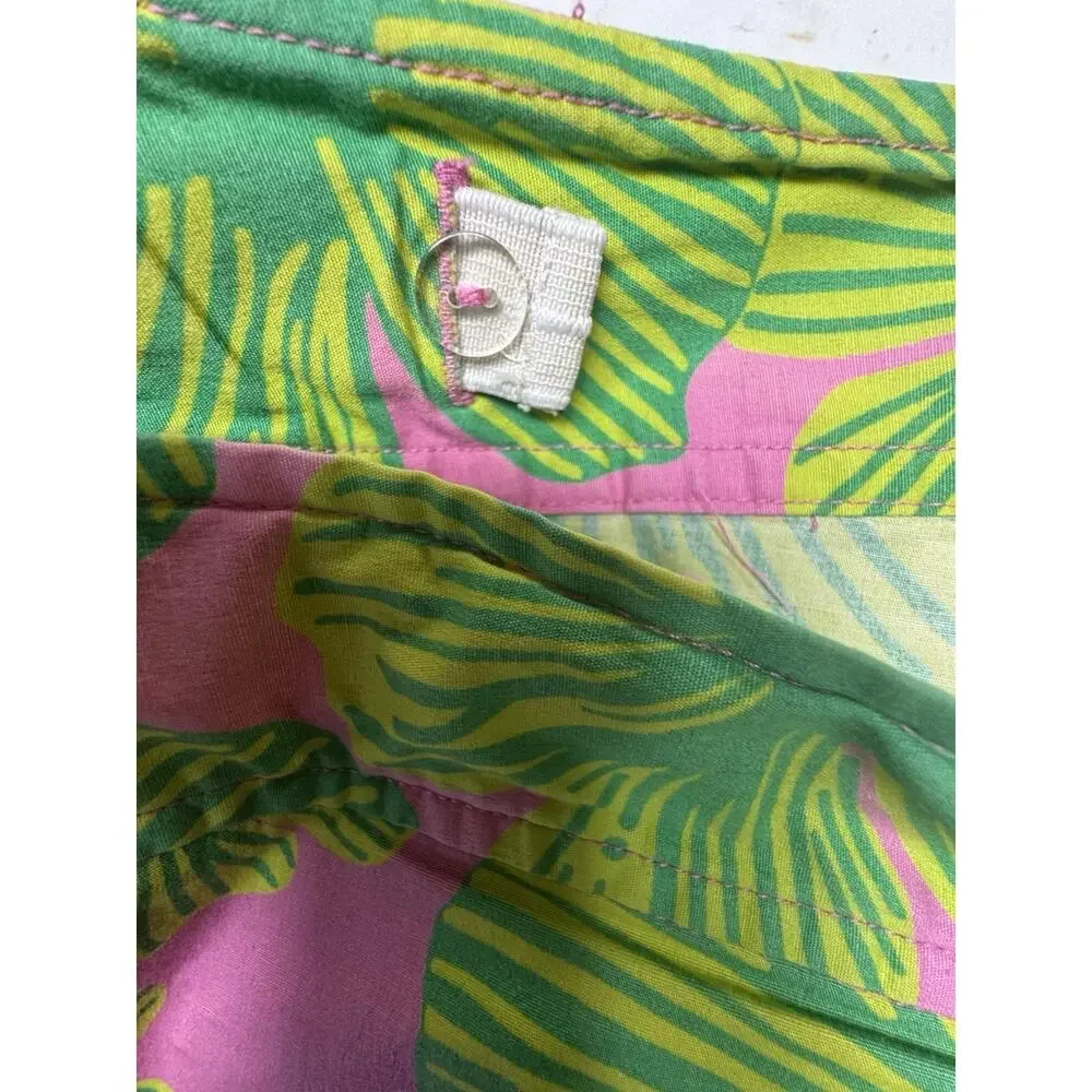 Lilly Pulitzer Skirt Womens 14 Pink Green Floral Mini Cotton Preppy Resort